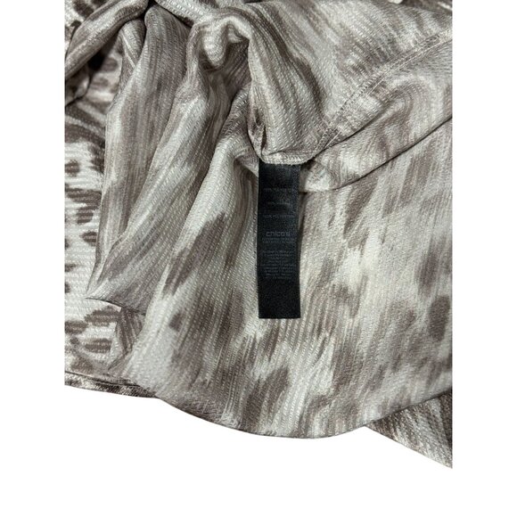 Chicos Travelers Collection Womens White Brown Tunic Slinky Size 2 Animal Print - Picture 9 of 9